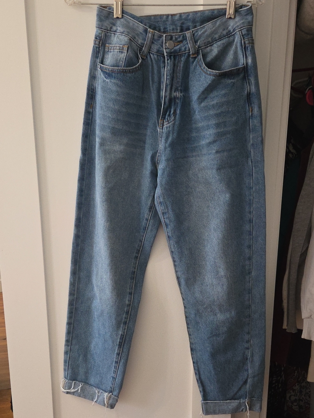 SHEIN Medium Blue Wash Denim Boyfriend Jeans